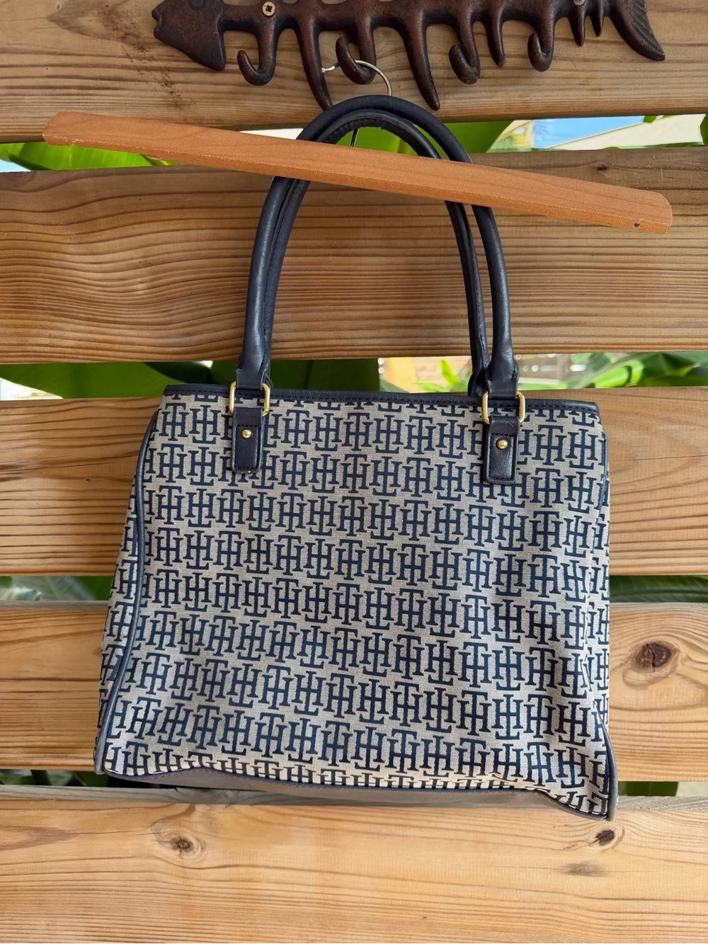 Tommy Hilfiger Navy & Cream Monogram Tote